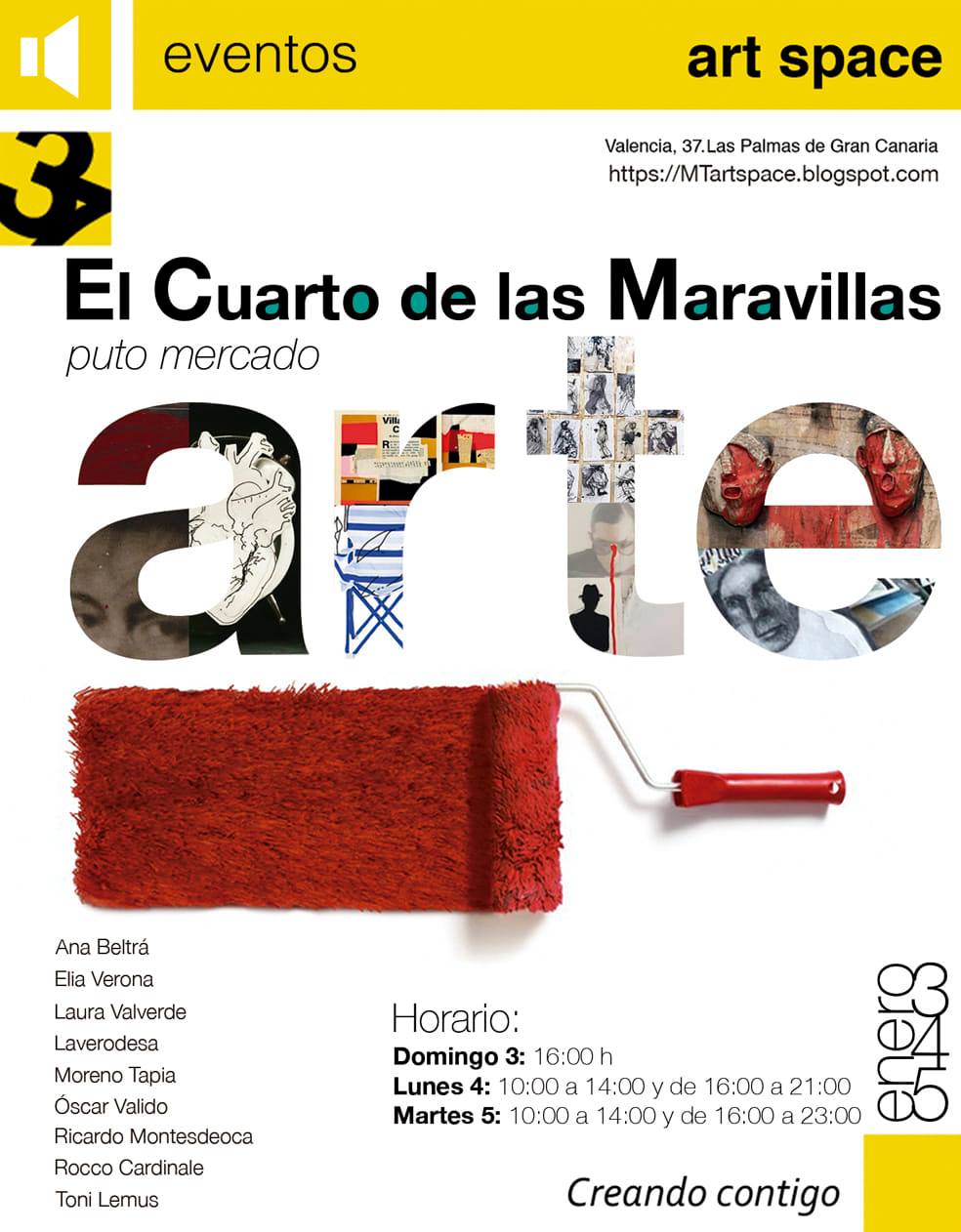 MTartspace abre sus puertas a una edición de “El cuarto de las maravillas. Puto mercado del arte” los días 3, 4 y 5 de enero.
