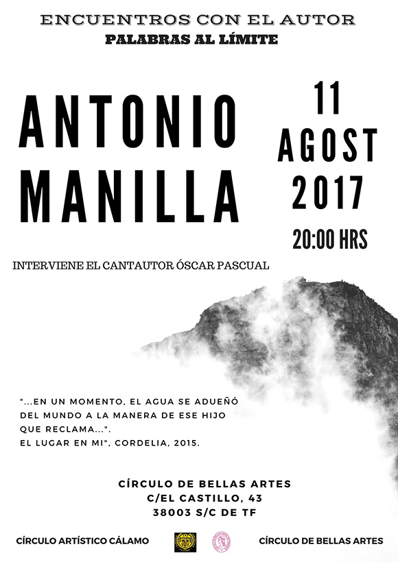 Antonio Manilla protagoniza el “Encuentros con el autor – Palabras al límite” en agosto