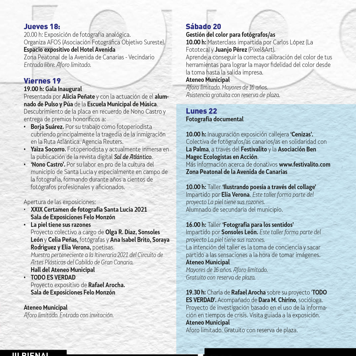 El Ayuntamiento de Santa Lucía (GC) celebra la III Bienal de Fotografía Santa Lucía 2021