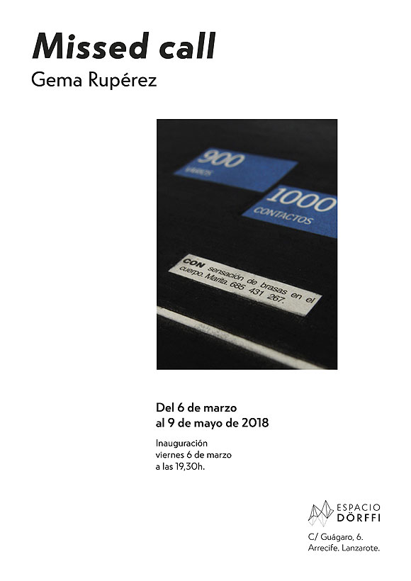 Gema Rupérez presenta la exposición “Missed Call” en Espacio Dörffi