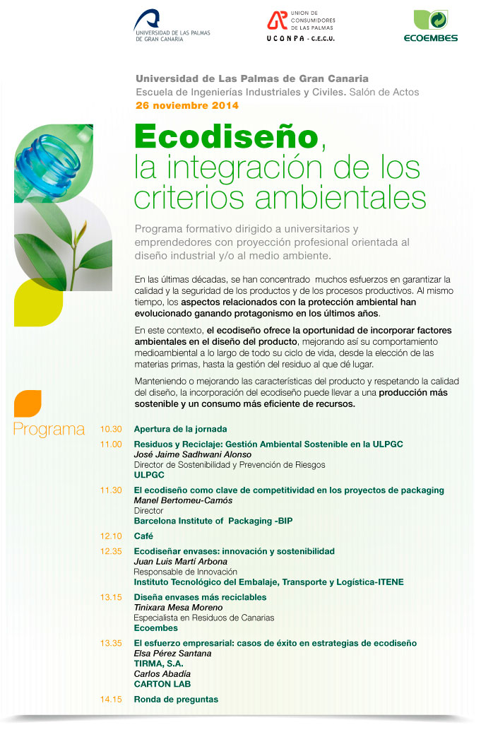 La ULPGC acoge una Jornada sobre Diseño de Productos y Protección Ambiental: Ecodiseño