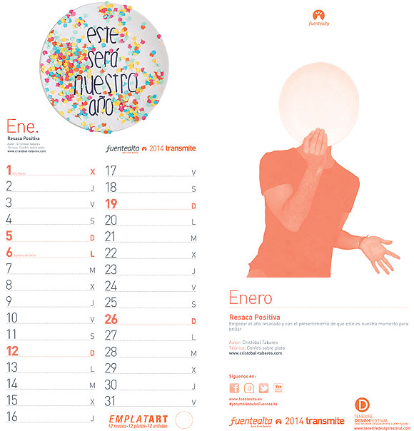 FuenteAlta invita a 12 artistas canarios a customizar platos para la 3ª Edición de su calendario