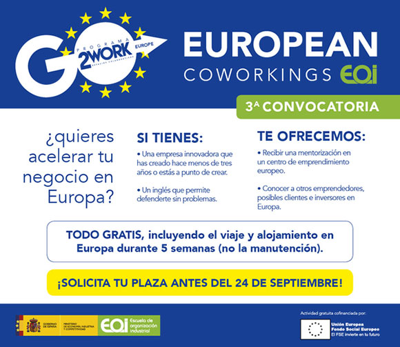 La Fundación EOI lanza la tercera convocatoria del programa: European Coworkings EOI