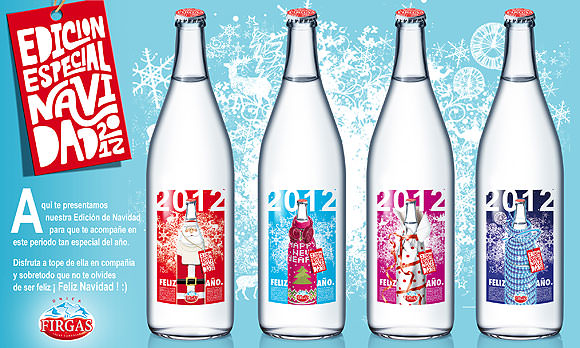 Firgas nos felicita la navidad con las 4 botellas de edición especial Navidad 2012