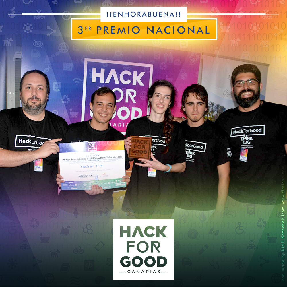 El primer premio de HackForGood Canarias obtiene el tercer premio en la convocatoria nacional