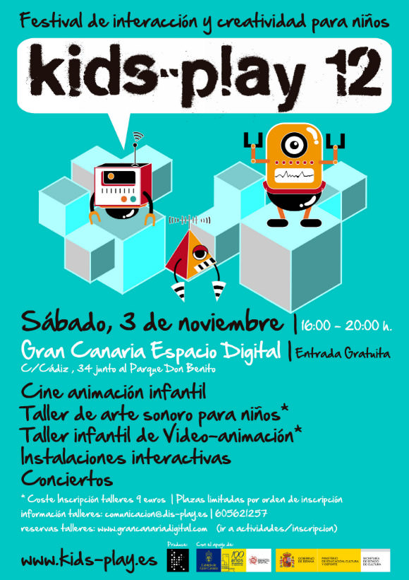 El próximo sábado 3 de Noviembre cine de animación infantil e instalaciones en el kids-play 12