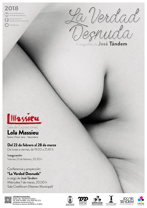 “La Verdad Desnuda”, con obras del fotógrafo grancanario José Tándem, se inaugura mañana viernes 23 de febrero, a las 20.30 h, en la Sala Lola Massieu del Teatro Víctor Jara (Vecindario)