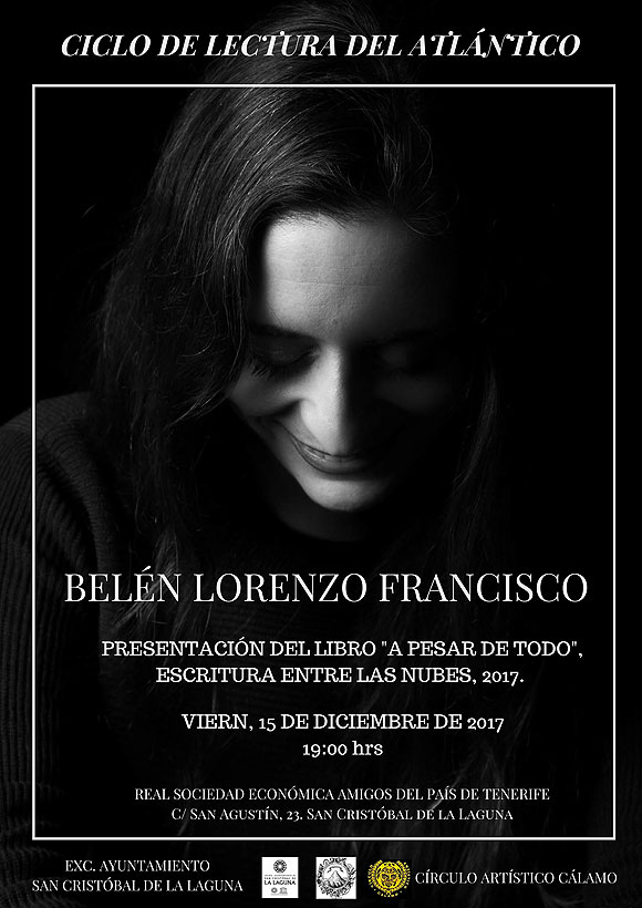 El Ciclo de Lectura del Atlántico acoge a la palmera Belén Lorenzo Francisco el próximo 15 de diciembre.