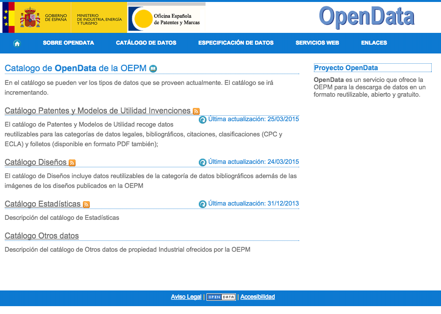 La OEPM incorpora su catálogo de datos en el servicio gratuito OpenData