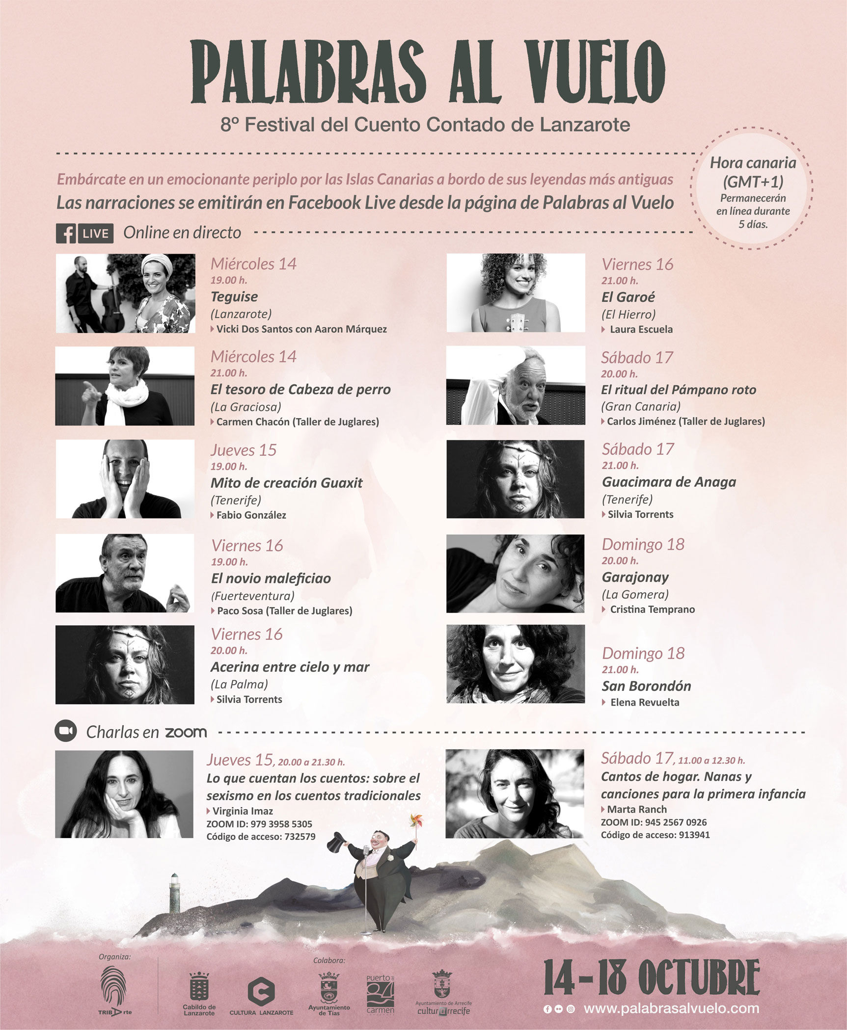 El Festival del Cuento Contado de Lanzarote «Palabras al Vuelo» se celebrará online, proponiendo un atractivo