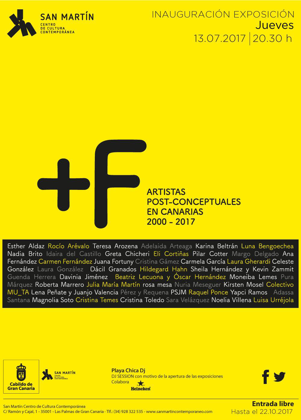 +F Artistas post-conceptuales en Canarias 2000-20017, del 13 de julio al 22 octubre 2017 en San Martín Centro de Cultura Contemporánea (GC)