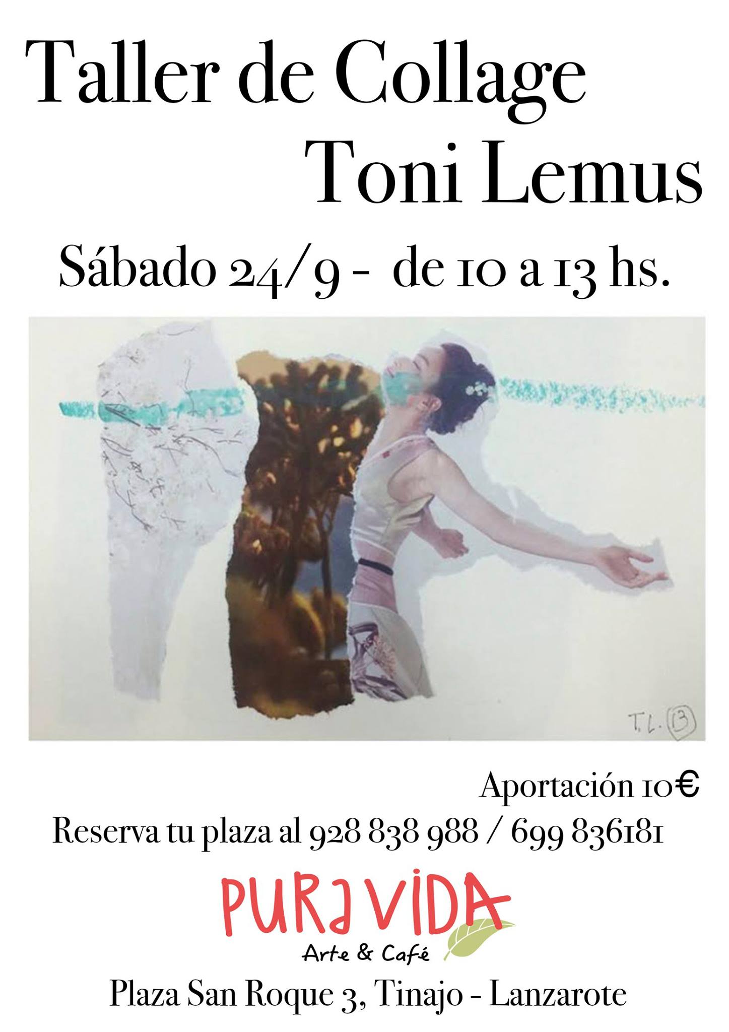 Pura vida arte & Café acoge una exposición y taller de collages de Toni Lemus