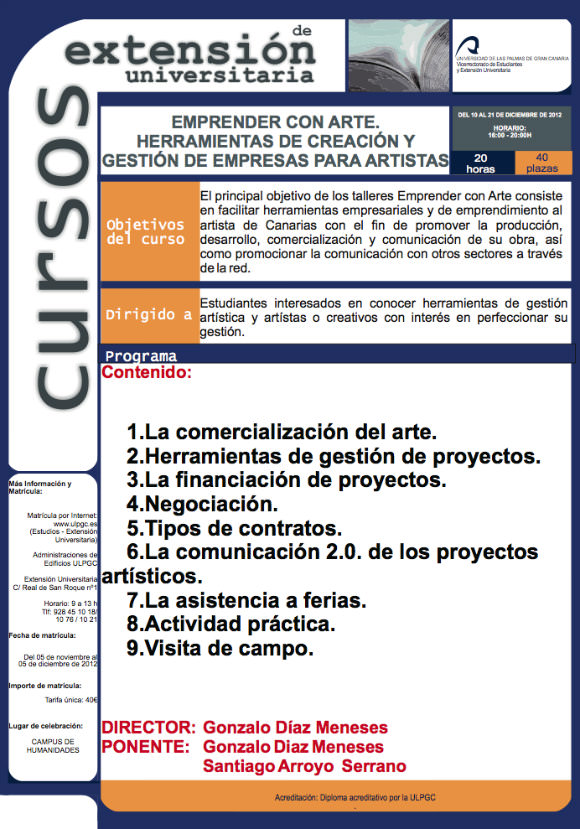 Herramientas de Creación y Gestión de Empresas para artistas, por la ULPGC